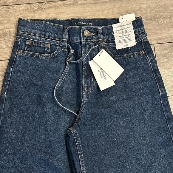 NWT Calvin Klein jeans high rise wide leg belted size 26 - Picture 2 of 4
